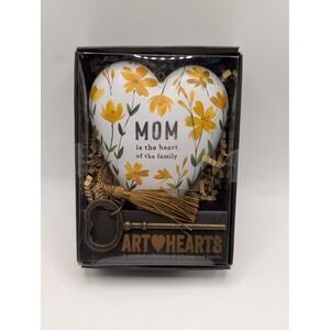 DEMDACO Art Hearts Mom Is The Heart Of The Family Yellow Floral Heart Ornament